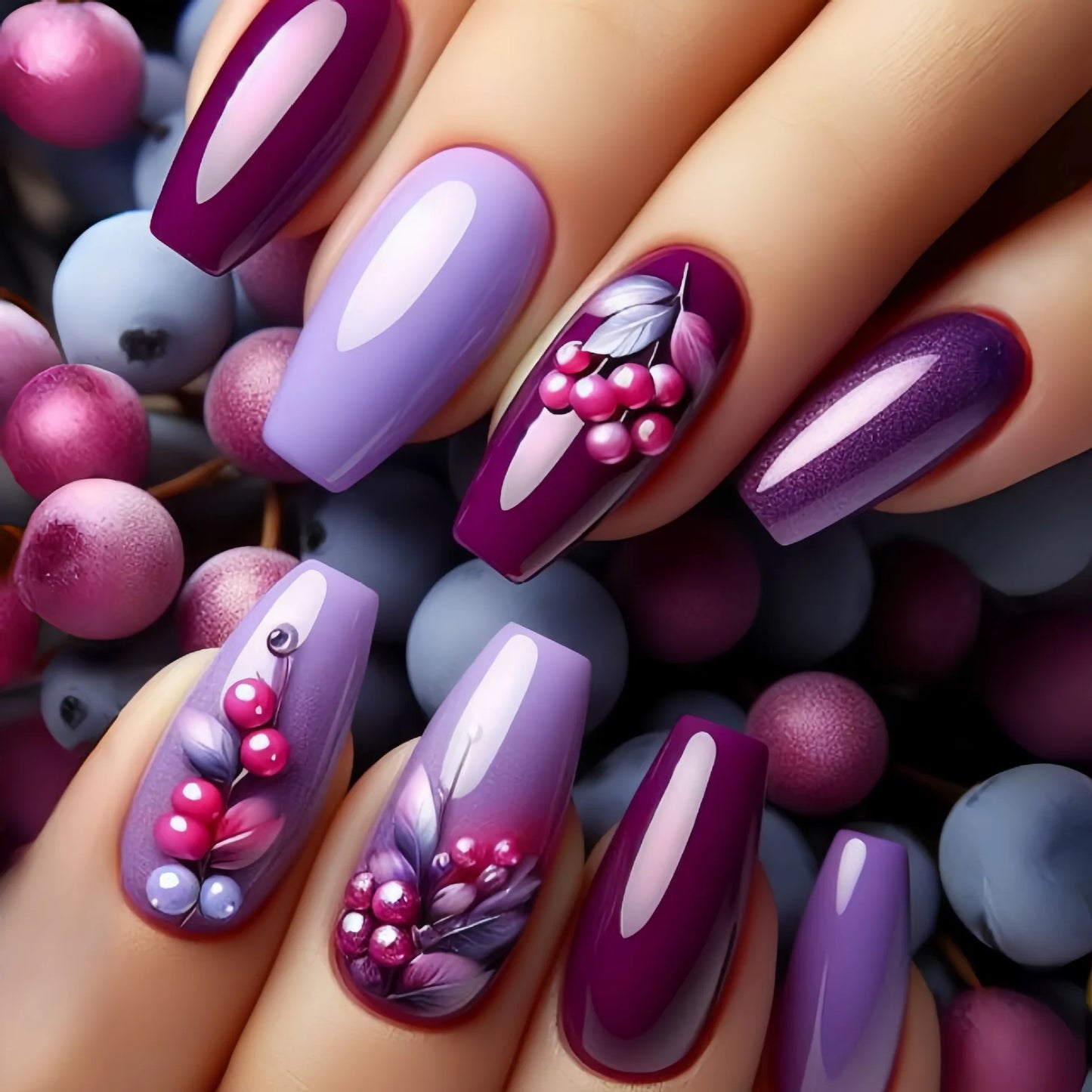 24 Pcs Medium Long Press On Fake Nails-2