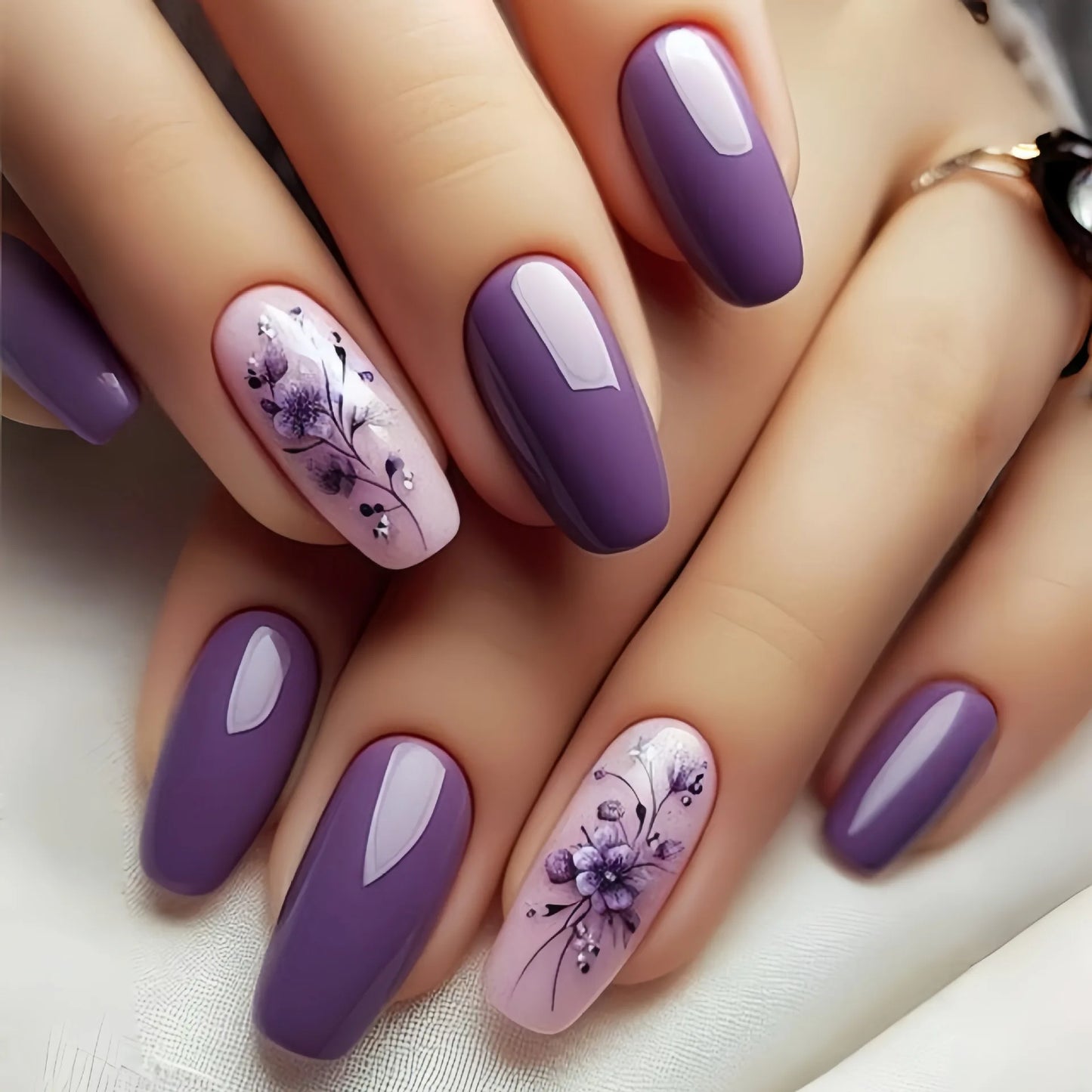24 Pcs Medium Long Press On Fake Nails-3