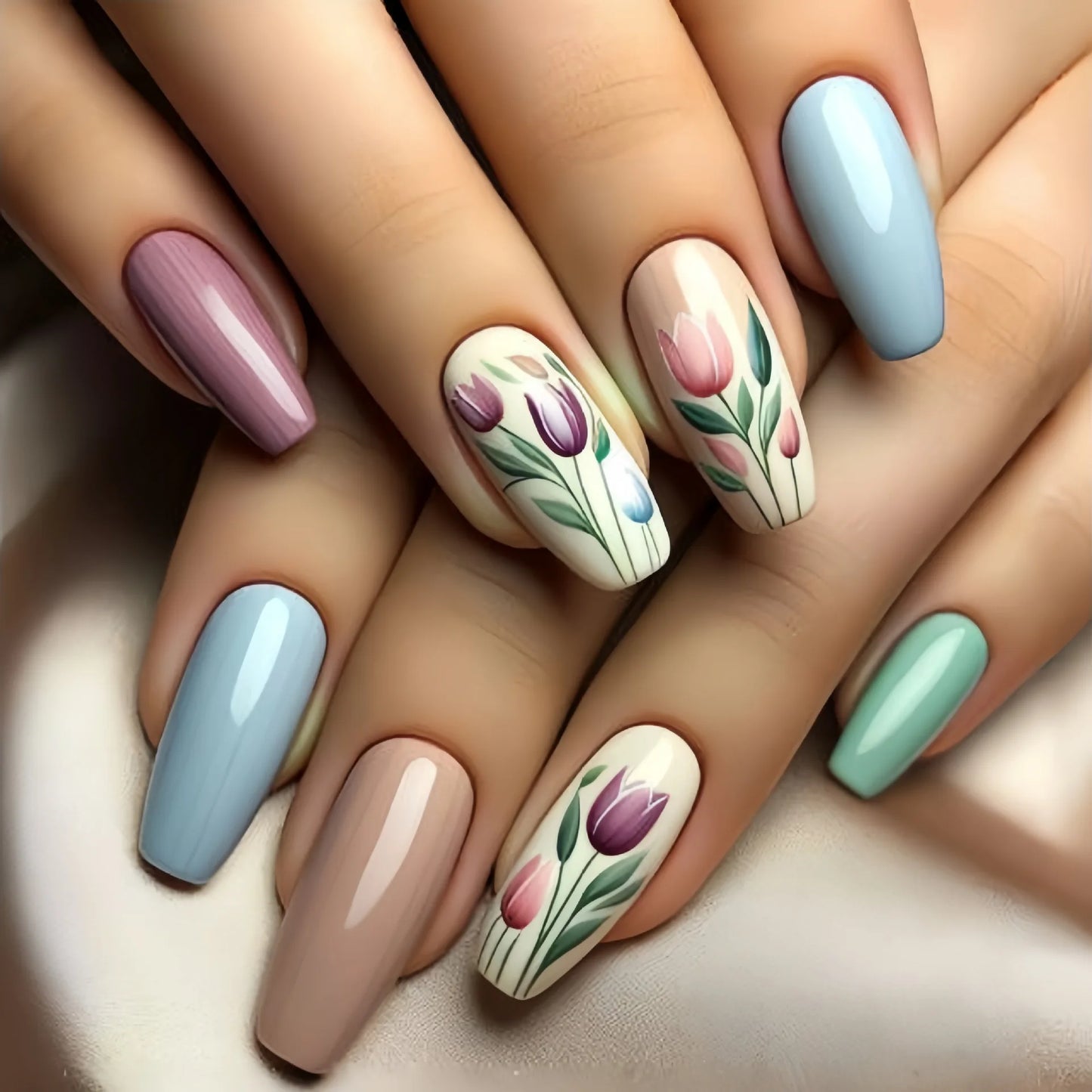 24 Pcs Medium Long Press On Fake Nails-8