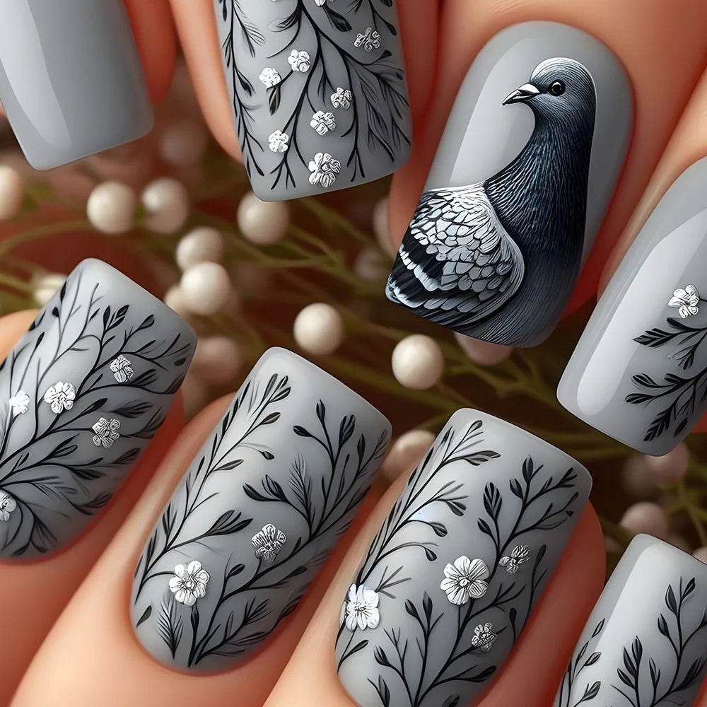 24 Pcs Medium Long Press On Fake Nails-12
