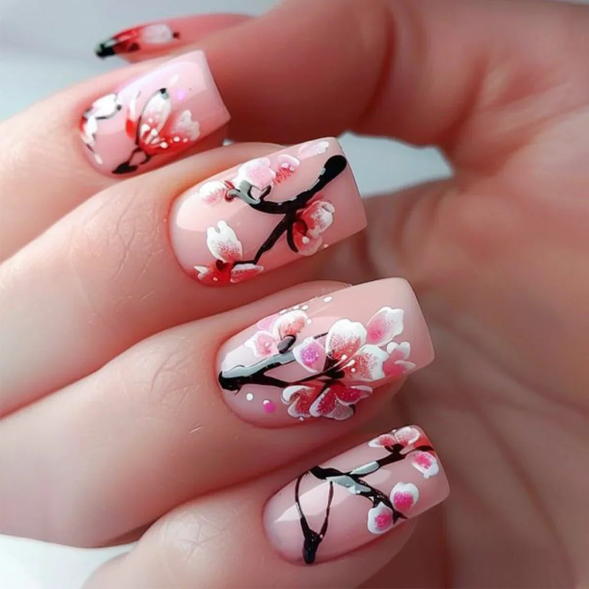 24 Pcs Medium Long Press On Fake Nails-14