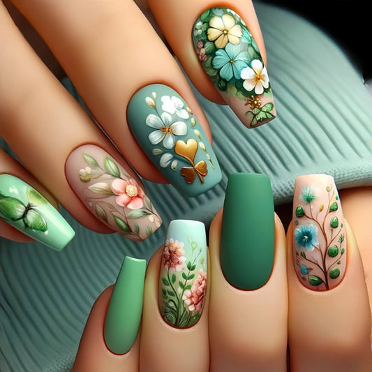 24 Pcs Medium Long Press On Fake Nails-0
