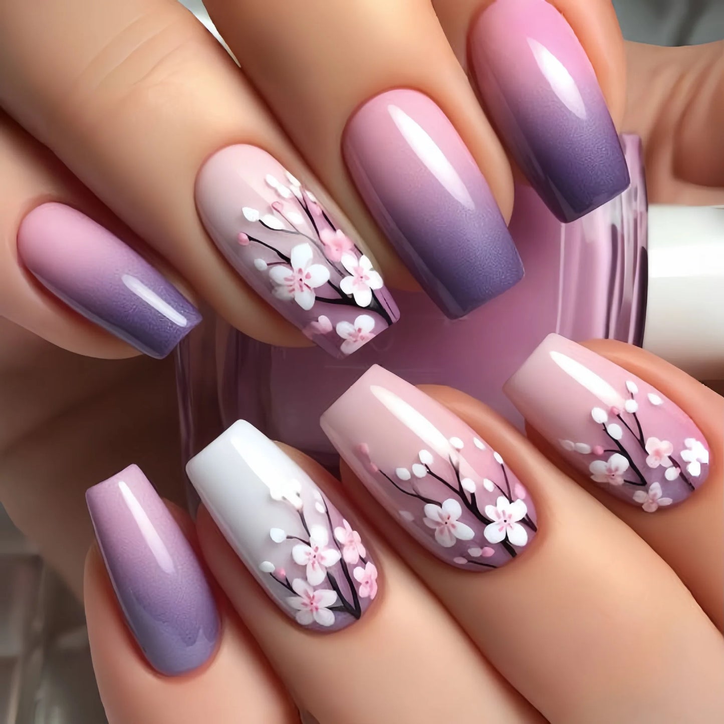 24 Pcs Medium Long Press On Fake Nails-1