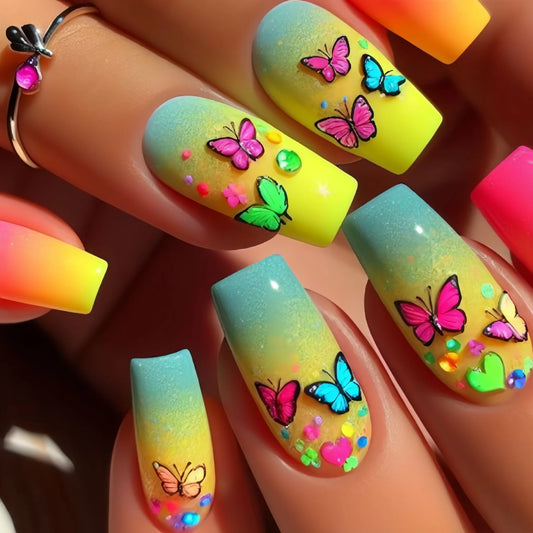 24 Pcs Medium Long Press On Fake Nails-10