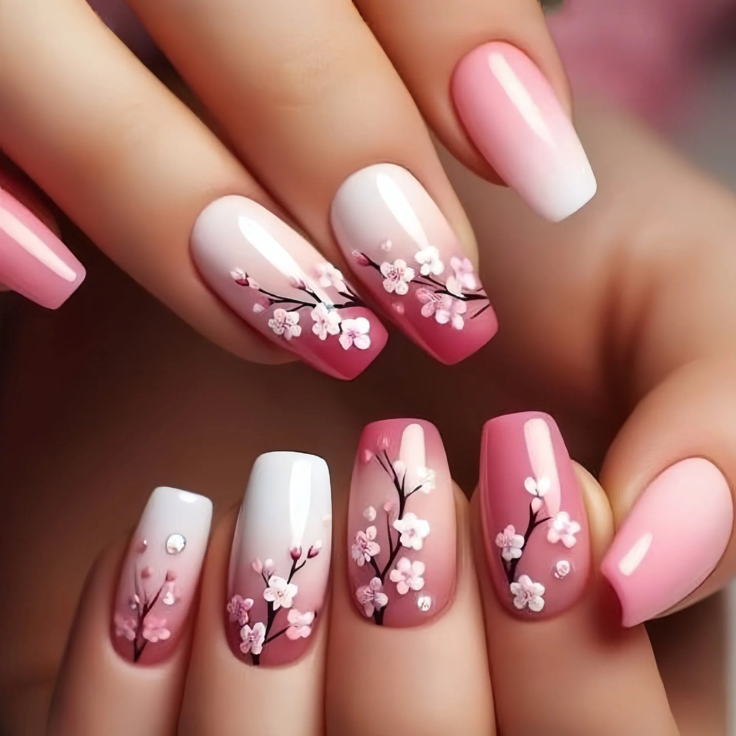 24 Pcs Medium Long Press On Fake Nails-5