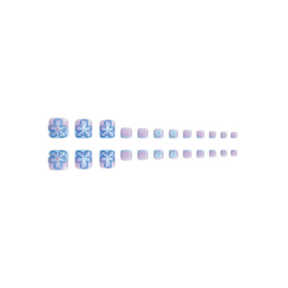 48 Pcs Blue 3D Flower Press On Nails Set-4
