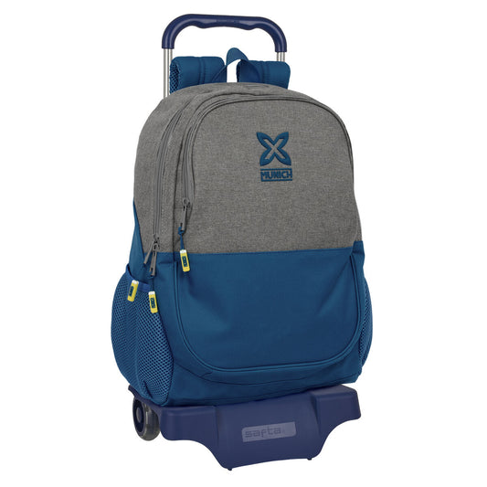 School Rucksack with Wheels Munich Street Blue Grey 32 x 44 x 16 cm-0