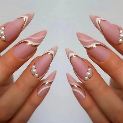 Glamorous Black Almond Stiletto Nails-6