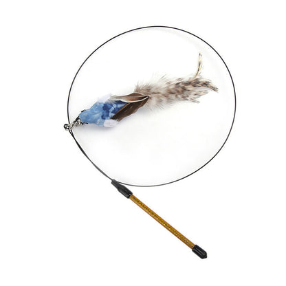 Interactive Feather Pole Toy for Cats-4
