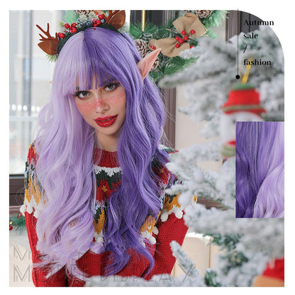 Long Curly Red and Green Synthetic Wig-2