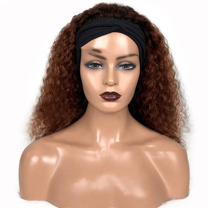 Natural Style Human Hair Jerry Curly Headband Wig-4