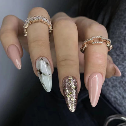 Glamorous Black Almond Stiletto Nails-37