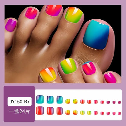 Summer Rainbow Press On Toe Nails 24pcs-1