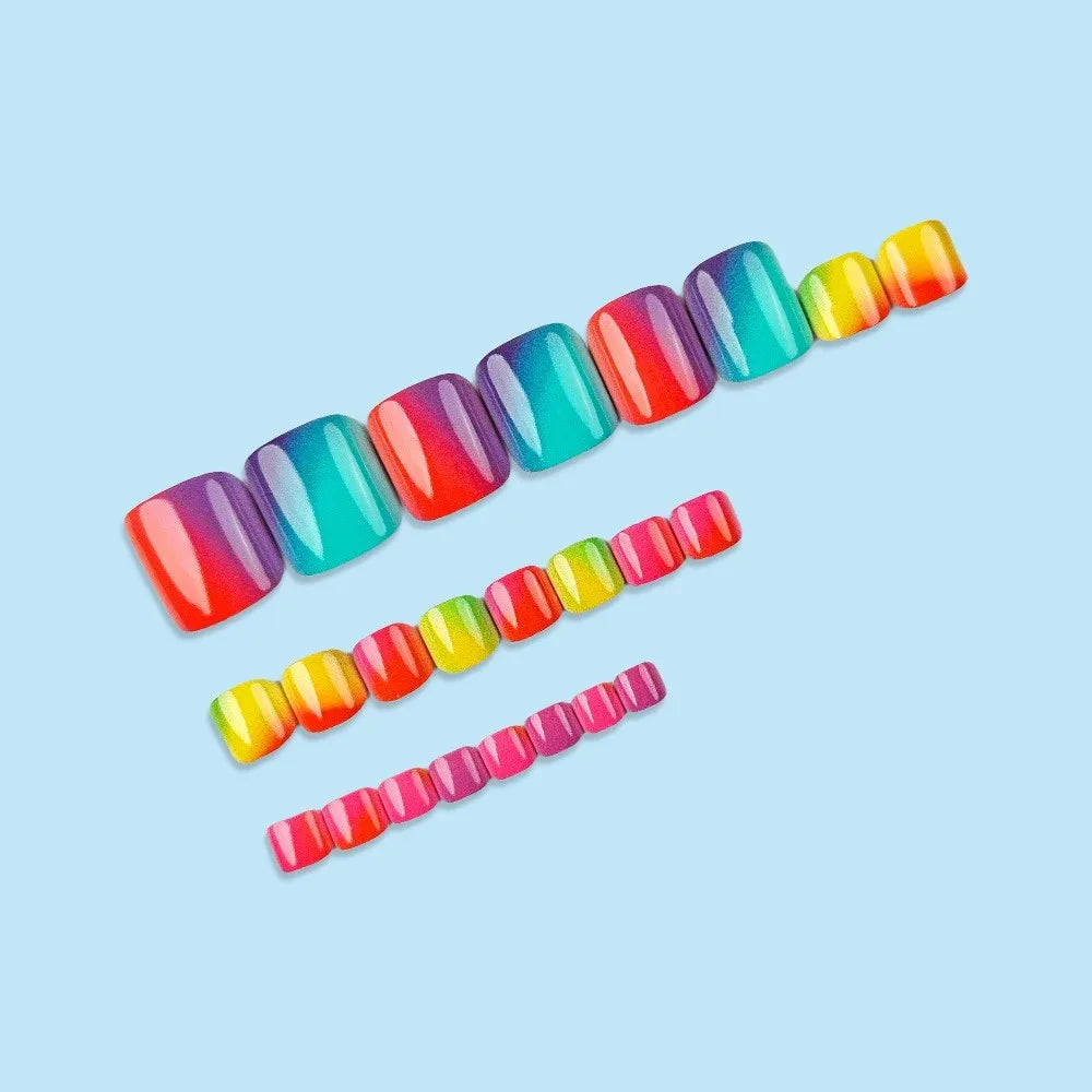 Summer Rainbow Press On Toe Nails 24pcs-2