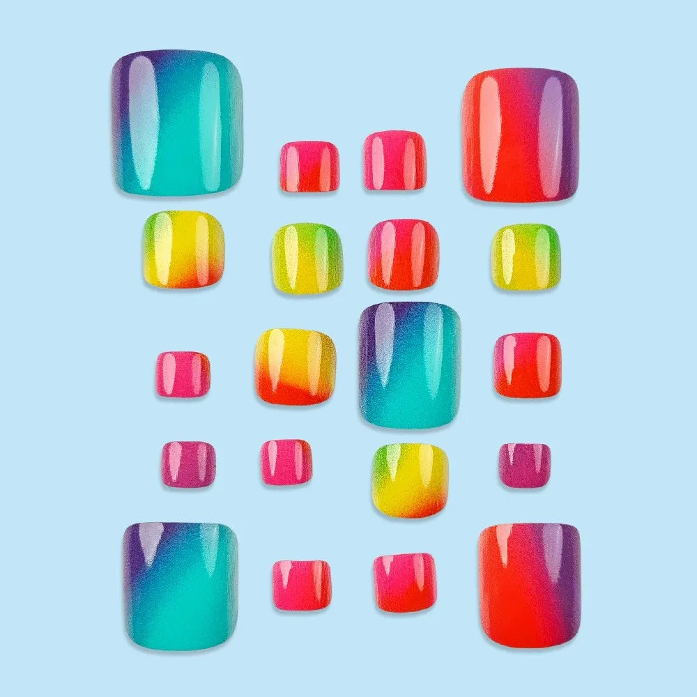 Summer Rainbow Press On Toe Nails 24pcs-3
