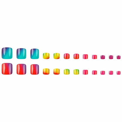 Summer Rainbow Press On Toe Nails 24pcs-4