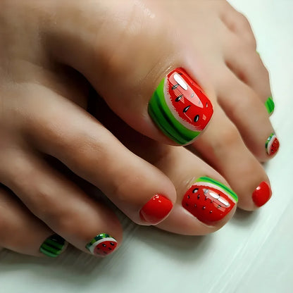 Summer Rainbow Press On Toe Nails 24pcs-5