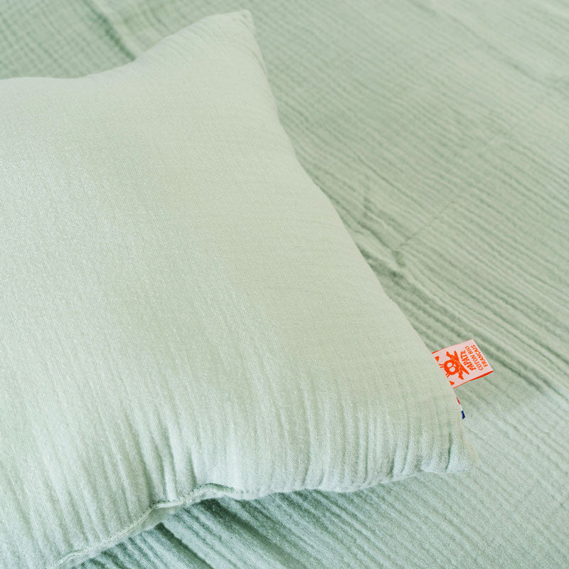 coussin gaze coton vert pale papate bio